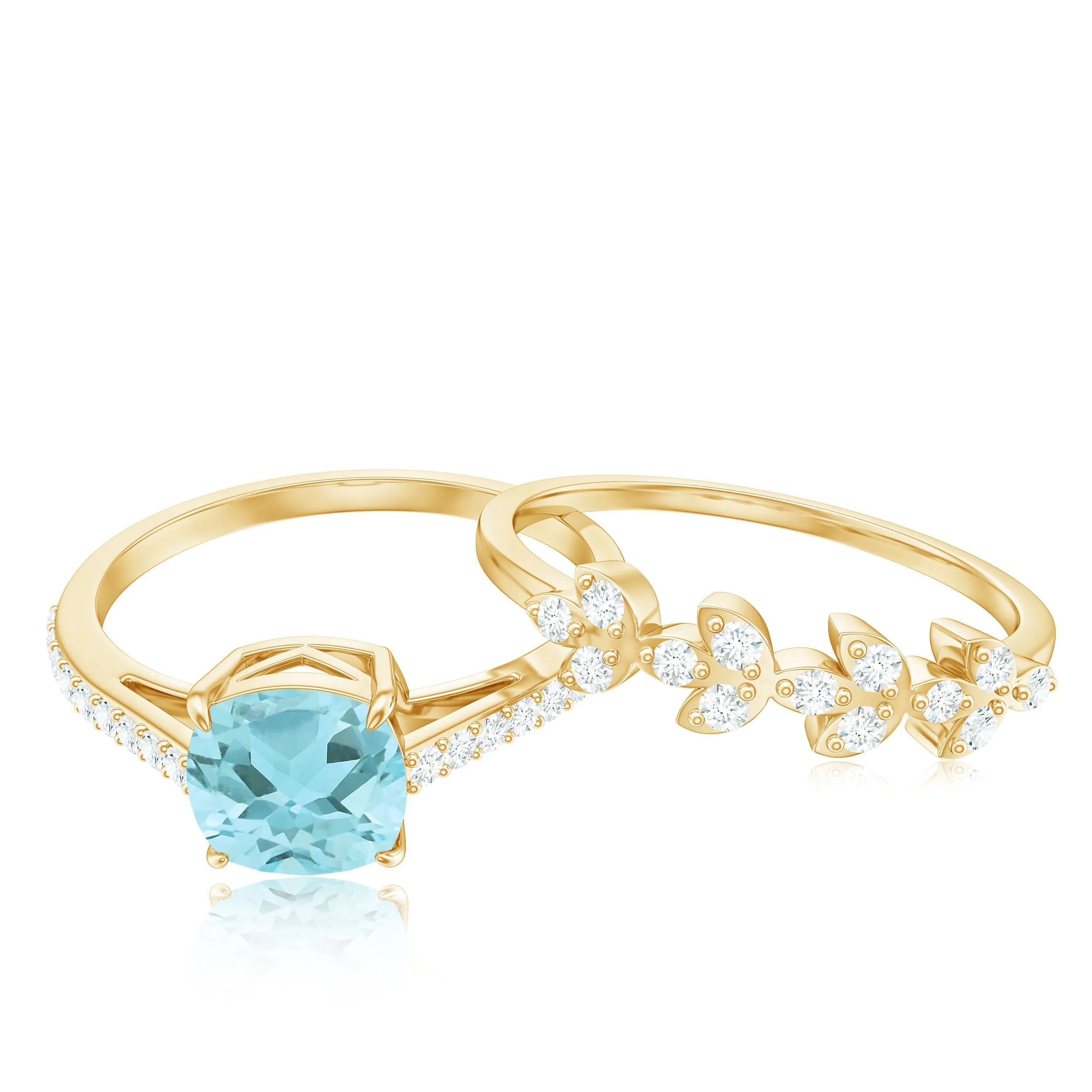 1.75 CT Sky Blue Topaz and Diamond Ring Set