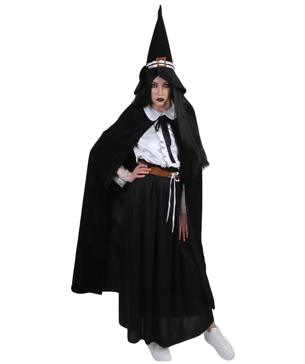 Adult Women's Witch Costume with Hat Costume | Black Halloween Costume