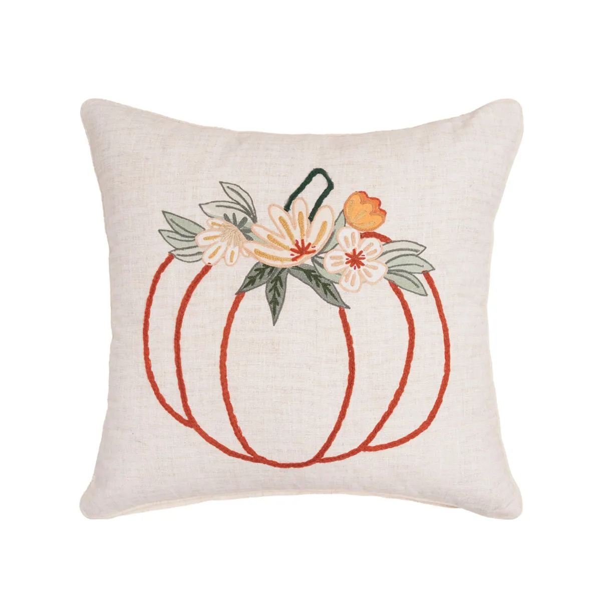 Autumn Botanical Pumpkin Pillow