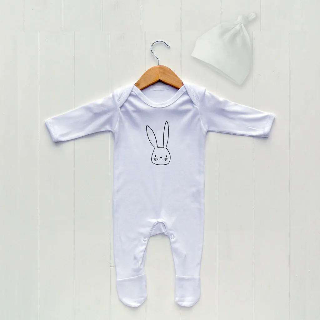 Baby Clothes Set, White Rabbit Print