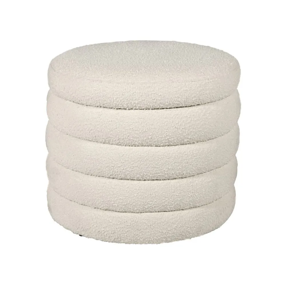 Bertram Ribbed Ottoman – Cream Boucle