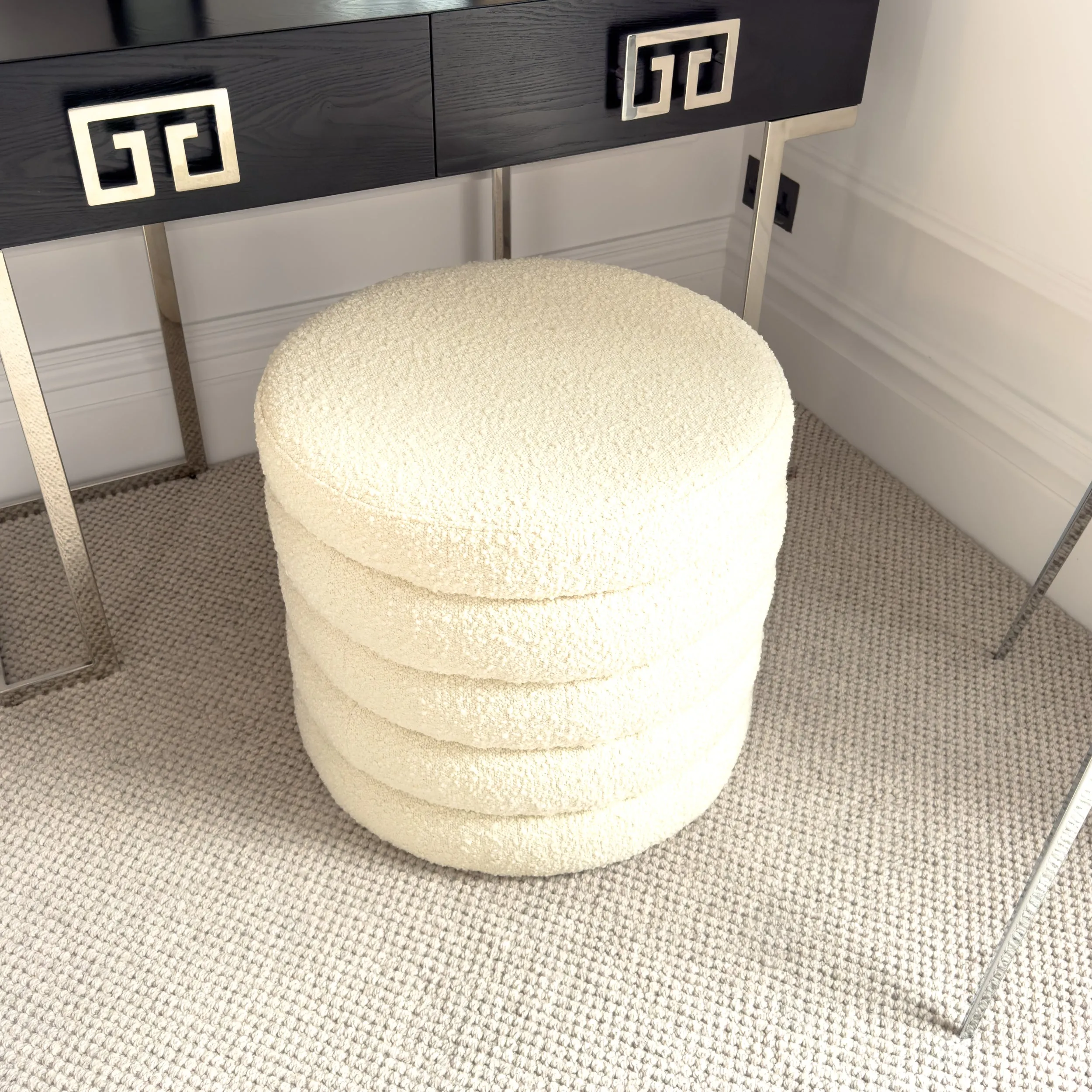 Bertram Ribbed Ottoman – Cream Boucle