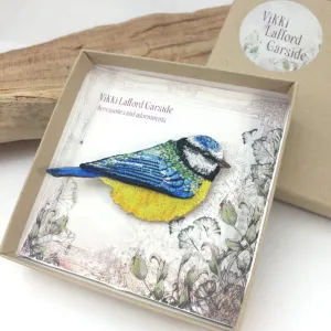 Blue tit Brooch by Vikki Lafford Garside