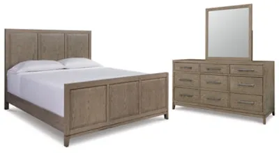 Chrestner Queen Panel Bed with Mirrored Dresser