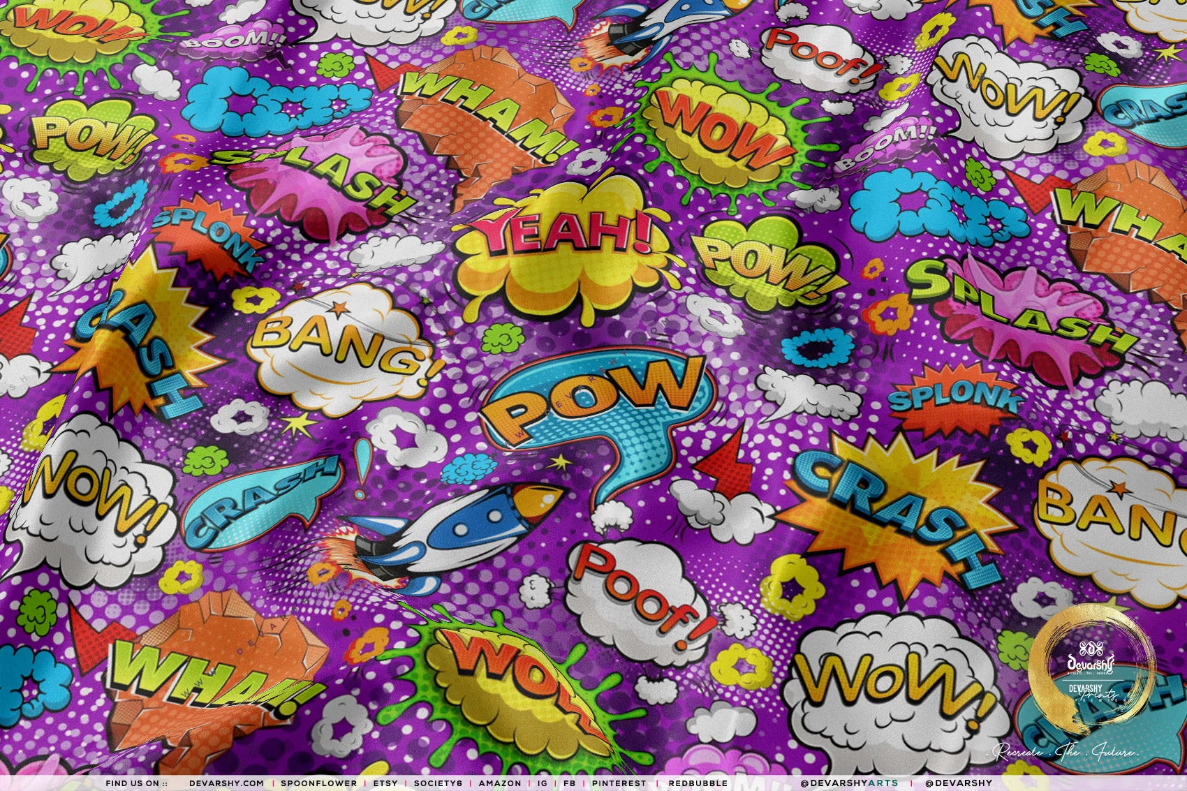 COMIC Apparel Fabric 3Meters , 9 Designs | 8 Fabrics Option | Cartoon Fabric By the Yard | 025