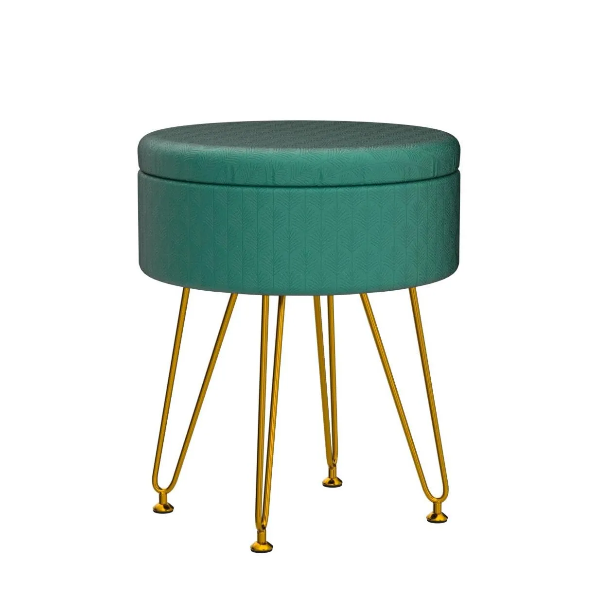 CPINTLTR Velvet Storage Ottoman Round Footrest Stool Multifunctional Upholstered Ottoman Modern Accent Vanity Stools Tray Top Coffee Table Suitable for Living Room Bedroom Entryway Emerald