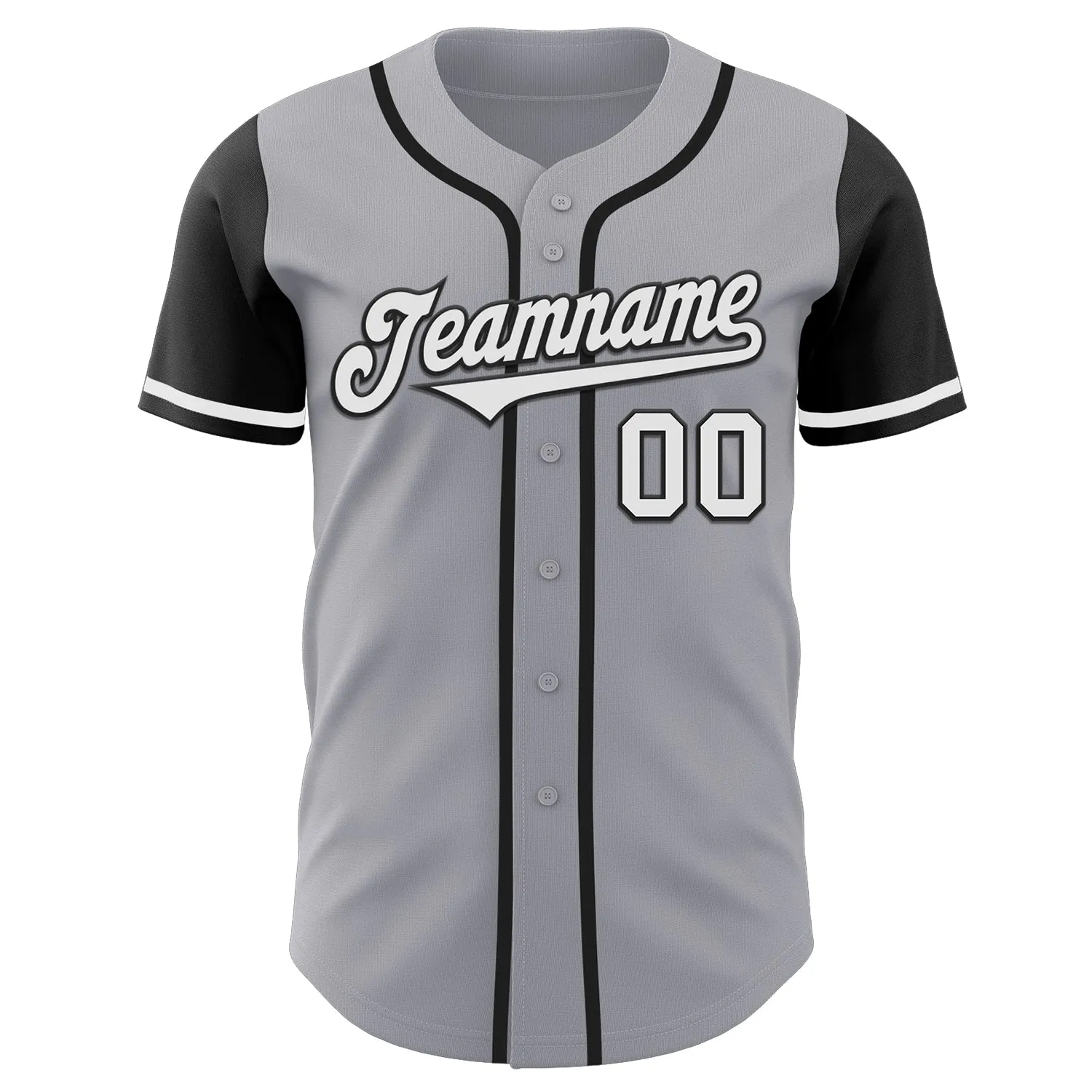 Custom Gray White-Black Authentic Two Tone Baseball Jersey