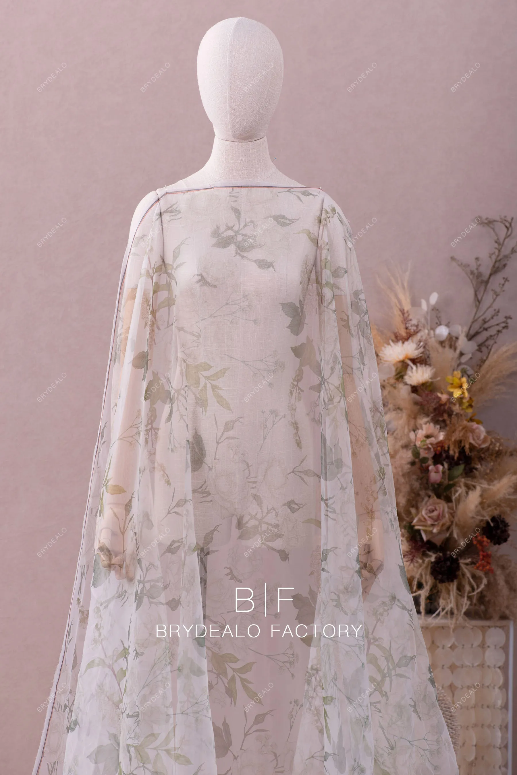 Designer Spring Flower Motif Organza Fabric Online