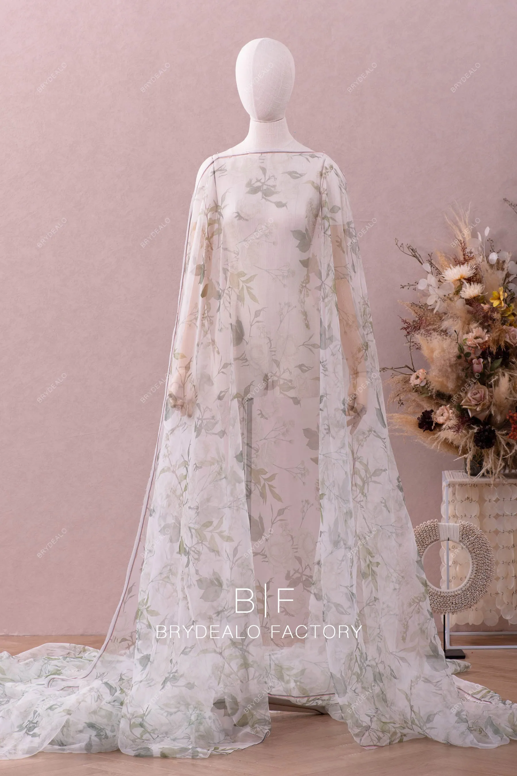 Designer Spring Flower Motif Organza Fabric Online