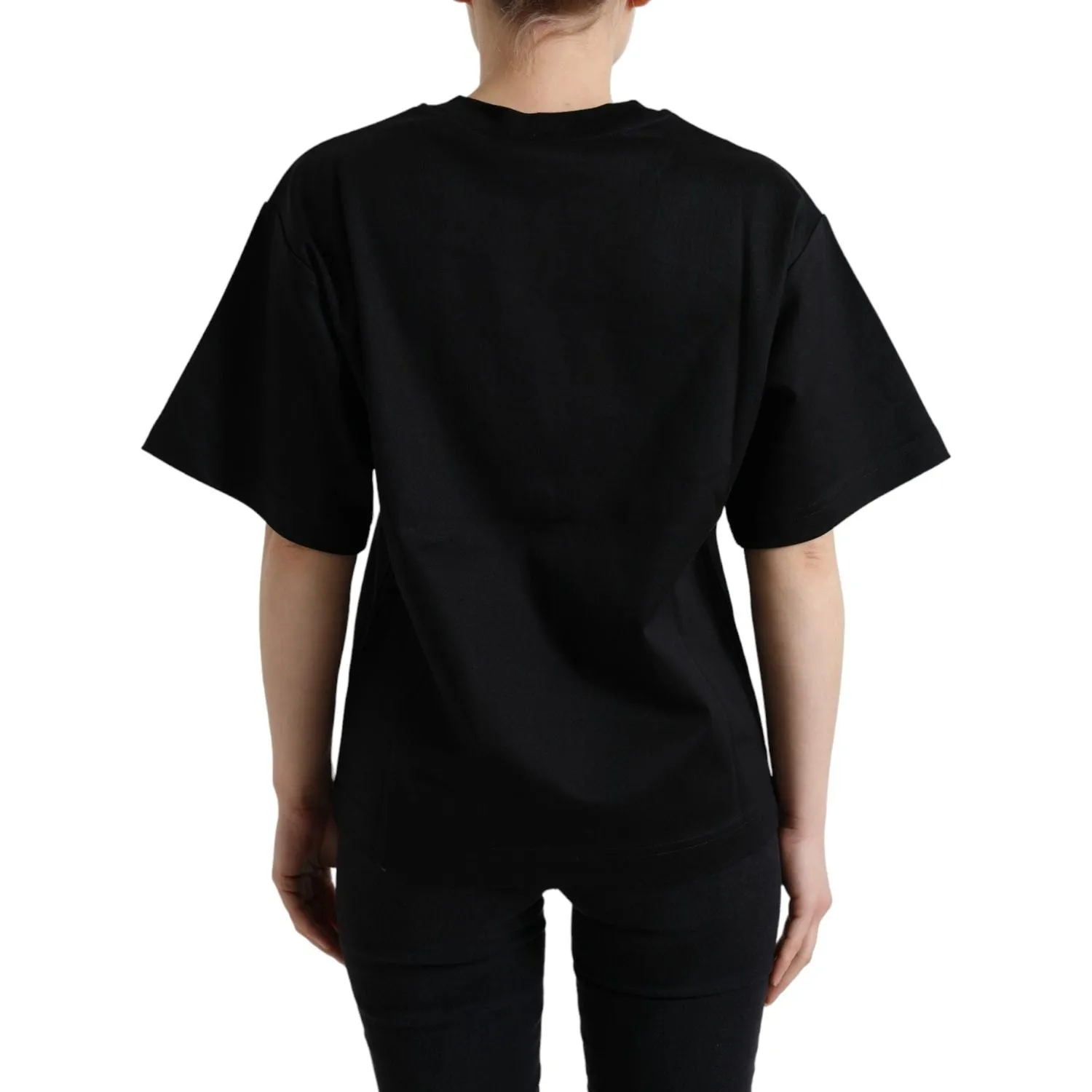 Dolce & Gabbana Elegant Black Crystal-Embellished T-Shirt