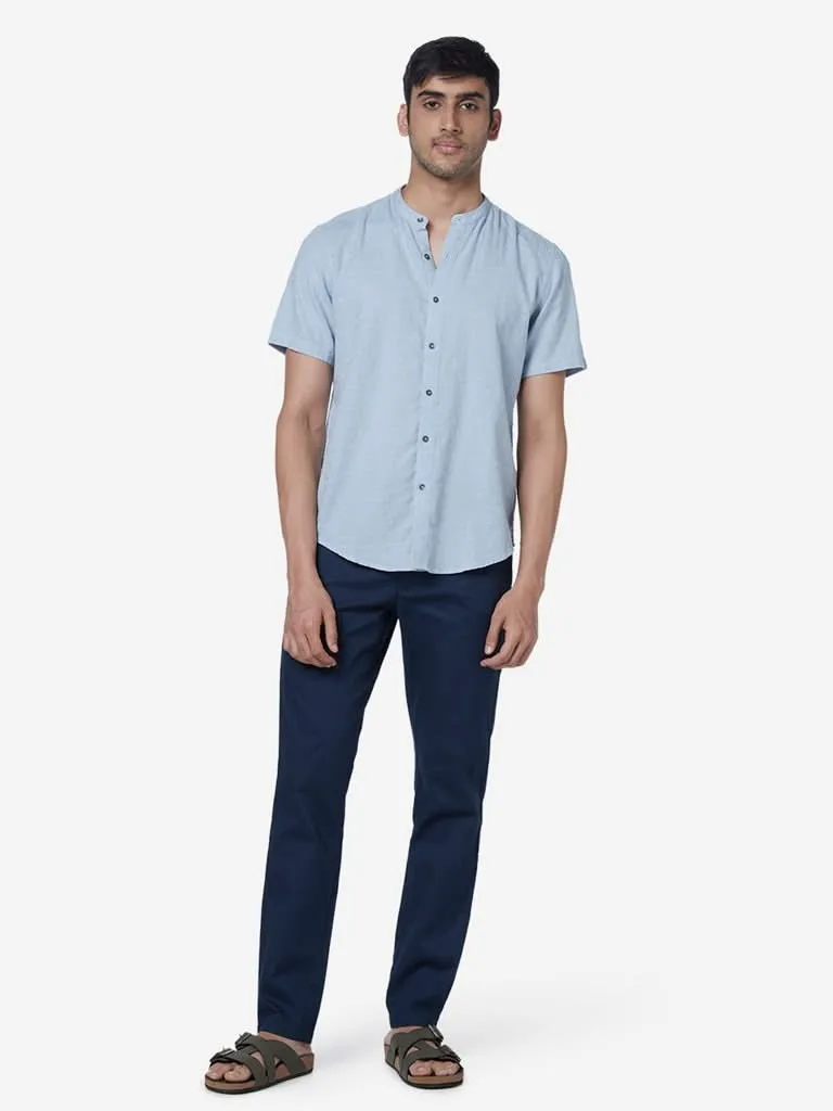 ETA Blue Resort-Fit Textured Shirt