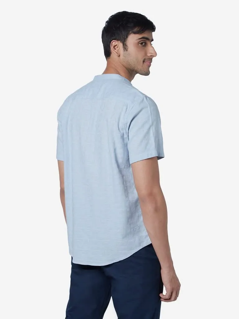 ETA Blue Resort-Fit Textured Shirt