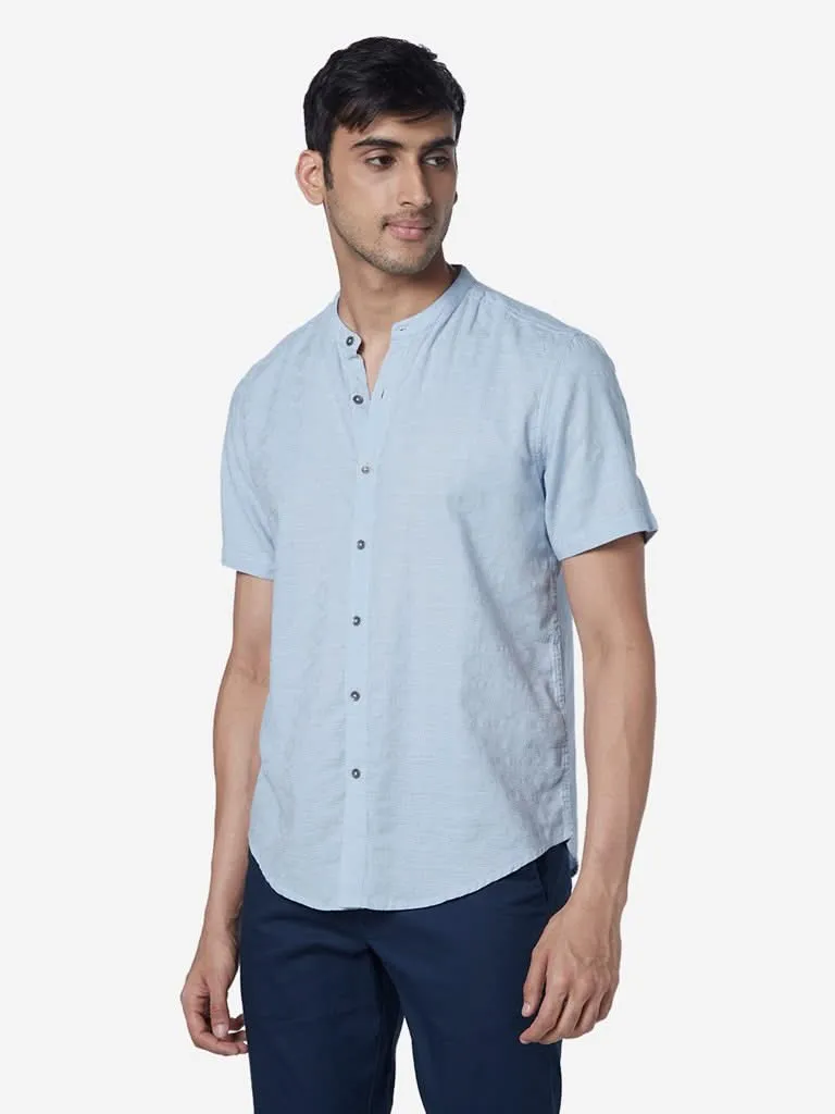 ETA Blue Resort-Fit Textured Shirt