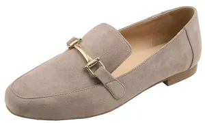 Feversole Women's Fashion Trim Deco Loafer Flats Dark Taupe Faux Suede