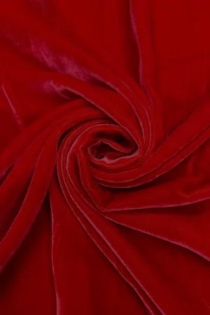 Flame Red Silk Rayon Velvet Fabric