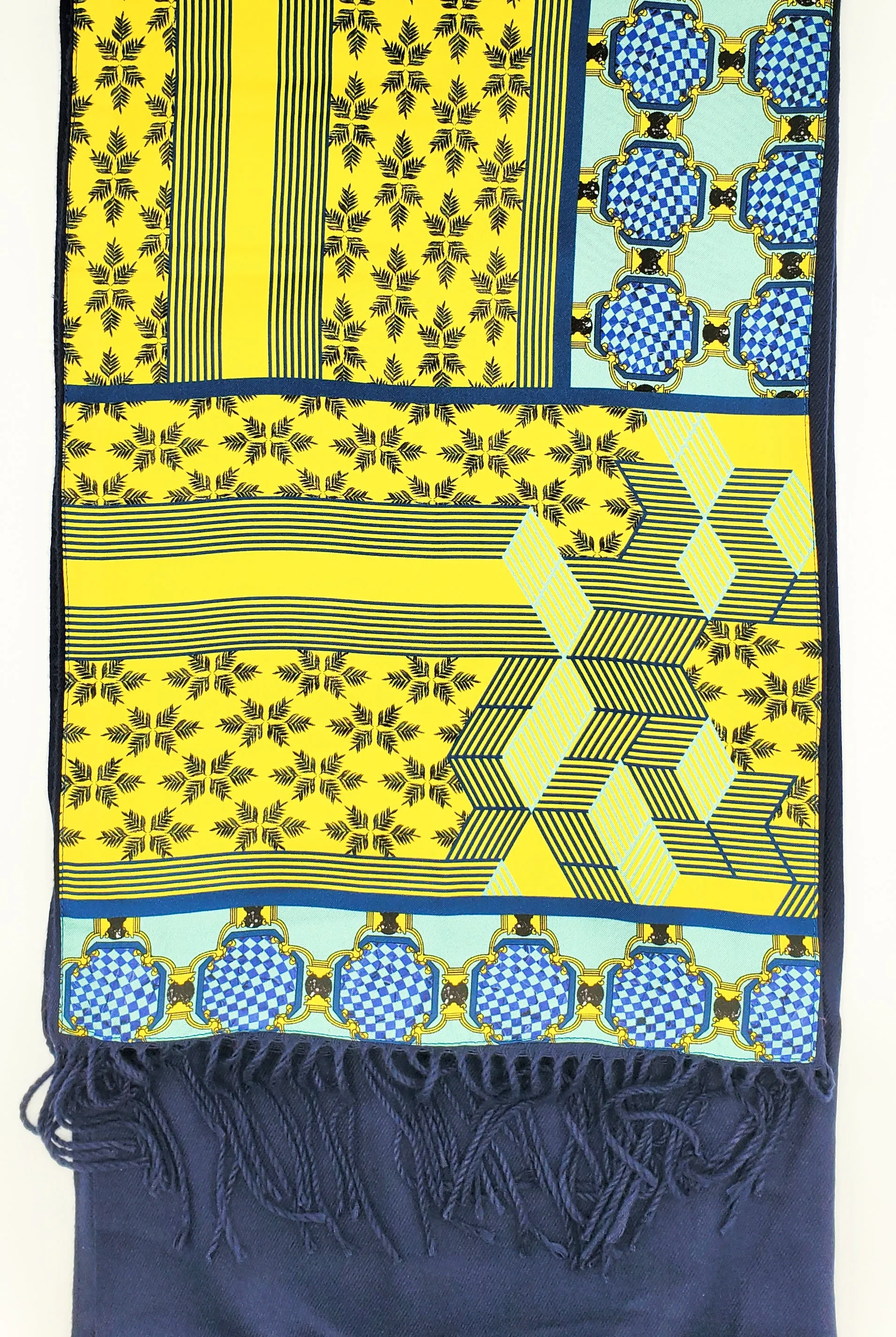 Forme Jaune-Bleu Long Cashmere Backed Stole