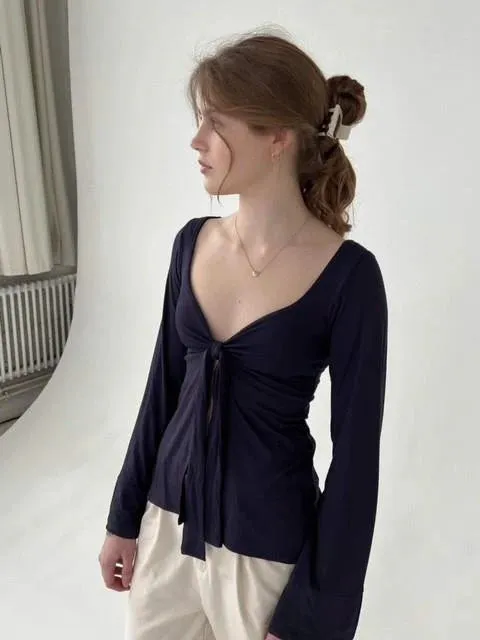 Full Sleeves Top With Knot Detailing