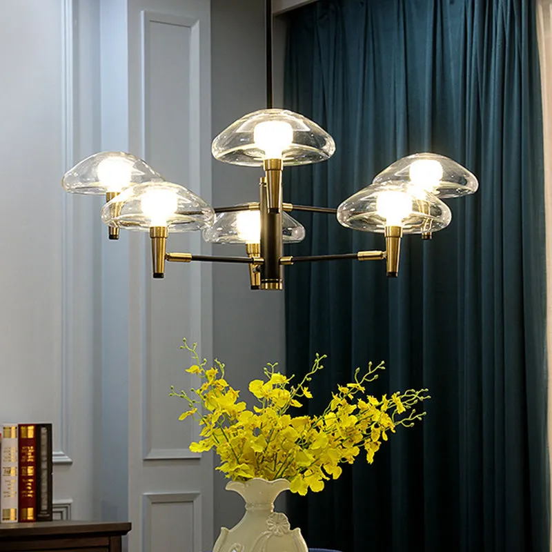 Gold and Black Nordic Chandelier Pendant Light Kit with Jellyfish-inspired Design