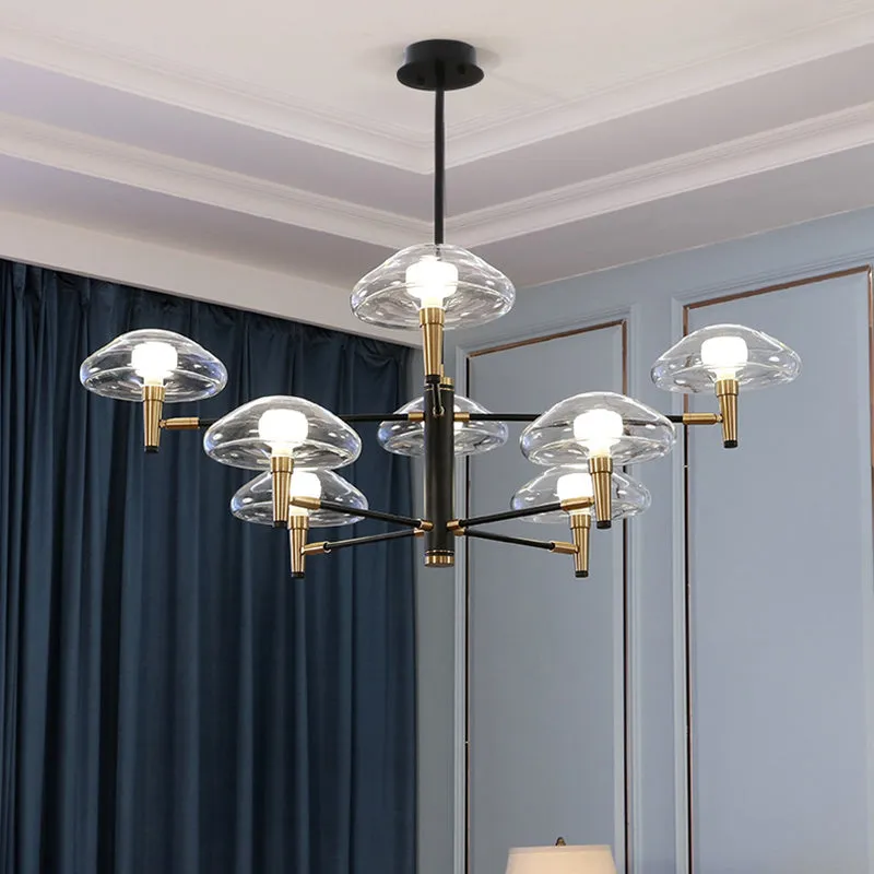 Gold and Black Nordic Chandelier Pendant Light Kit with Jellyfish-inspired Design