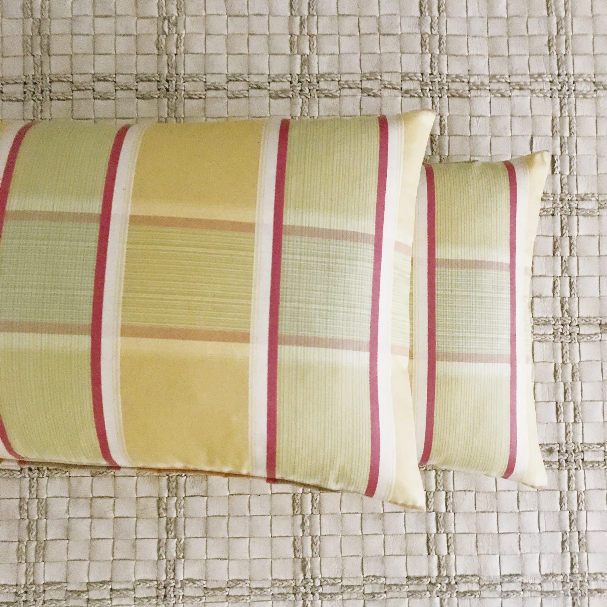 Green and Yellow Plaid Lumbar Pillow Cover 15x26