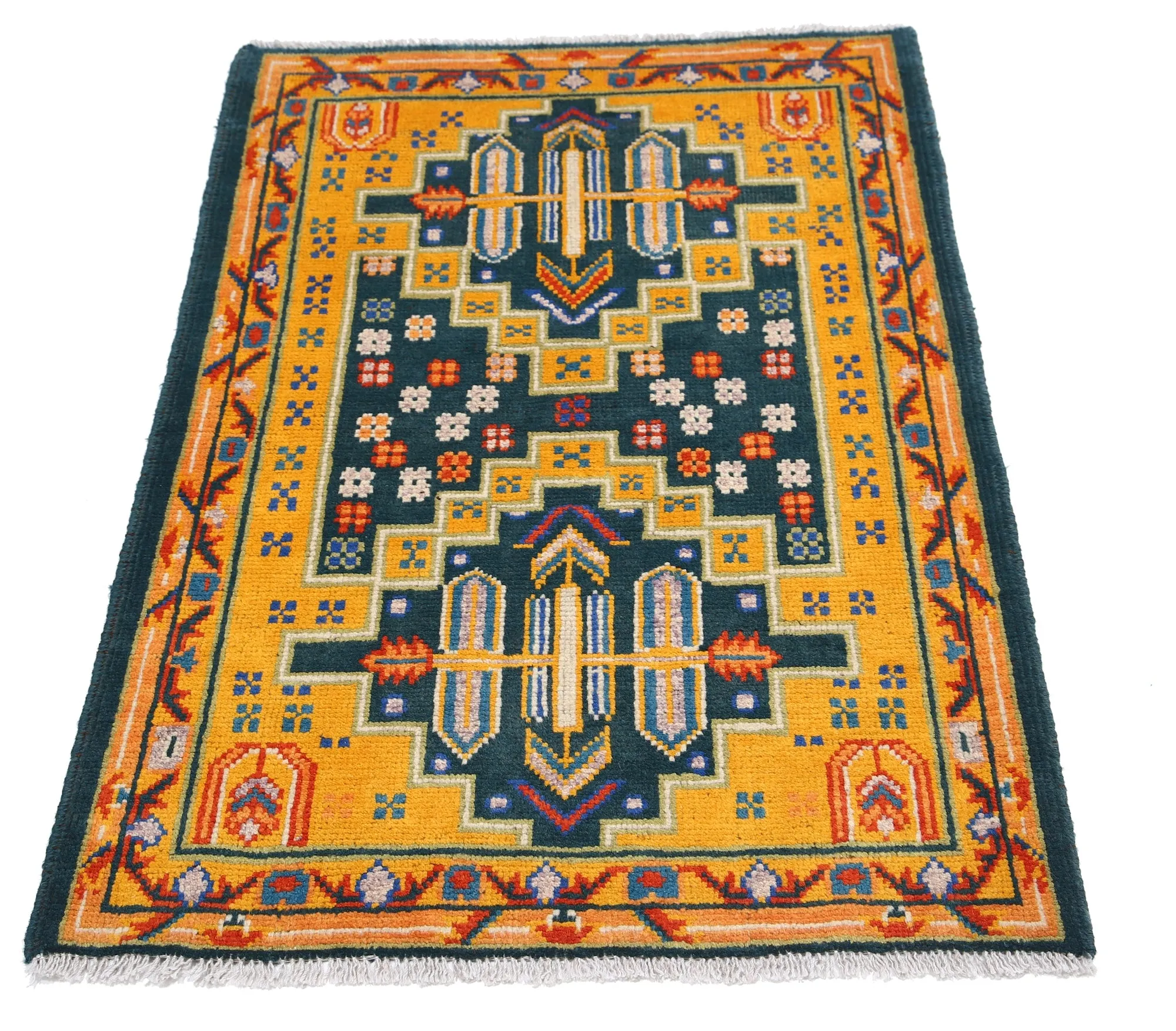 Green Baluch Revival Hand Knotted Rug