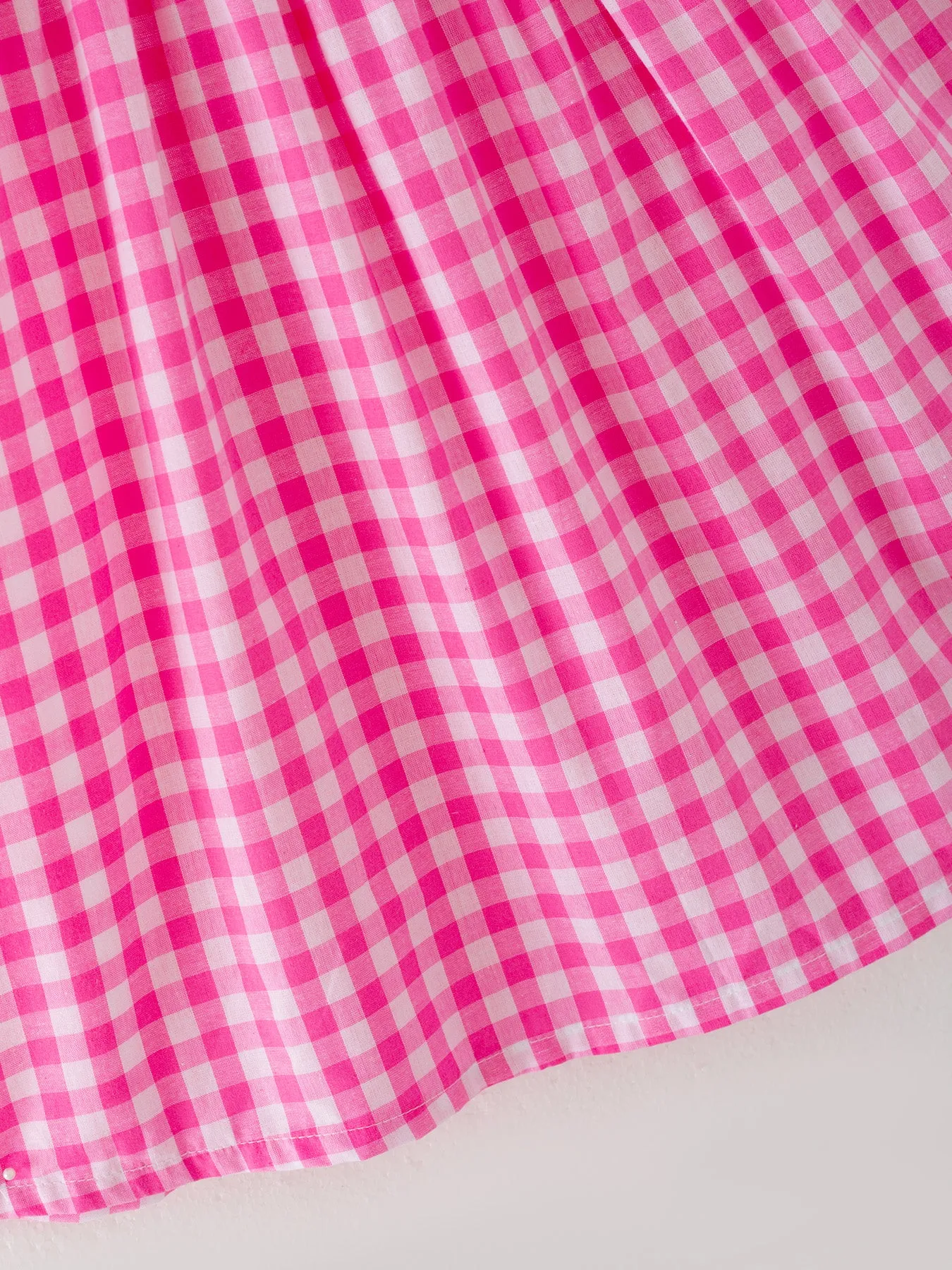 Halloween Pink Woven Smocking Embroidered Plaid Dress