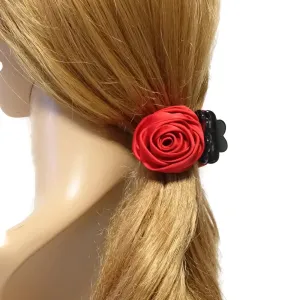 handmade satin mini rose jaw claw clip