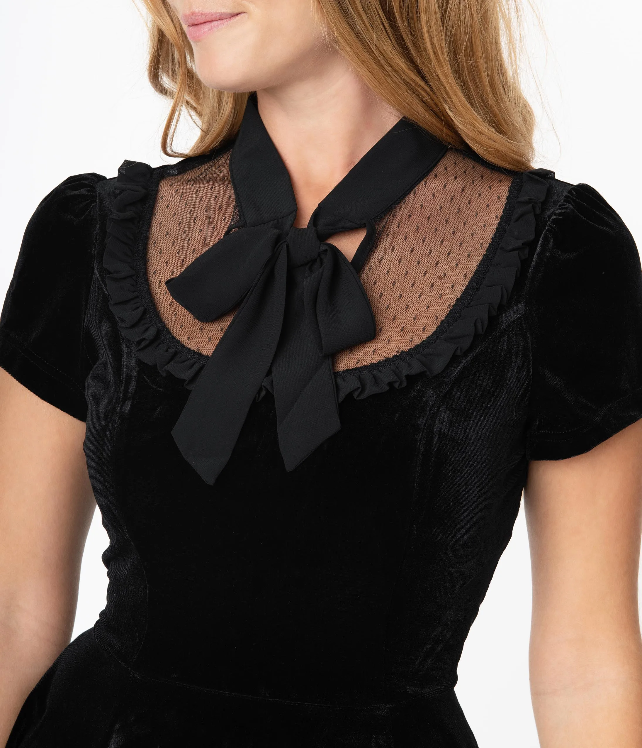 Hell Bunny Black Velvet Nova Fit & Flare Dress