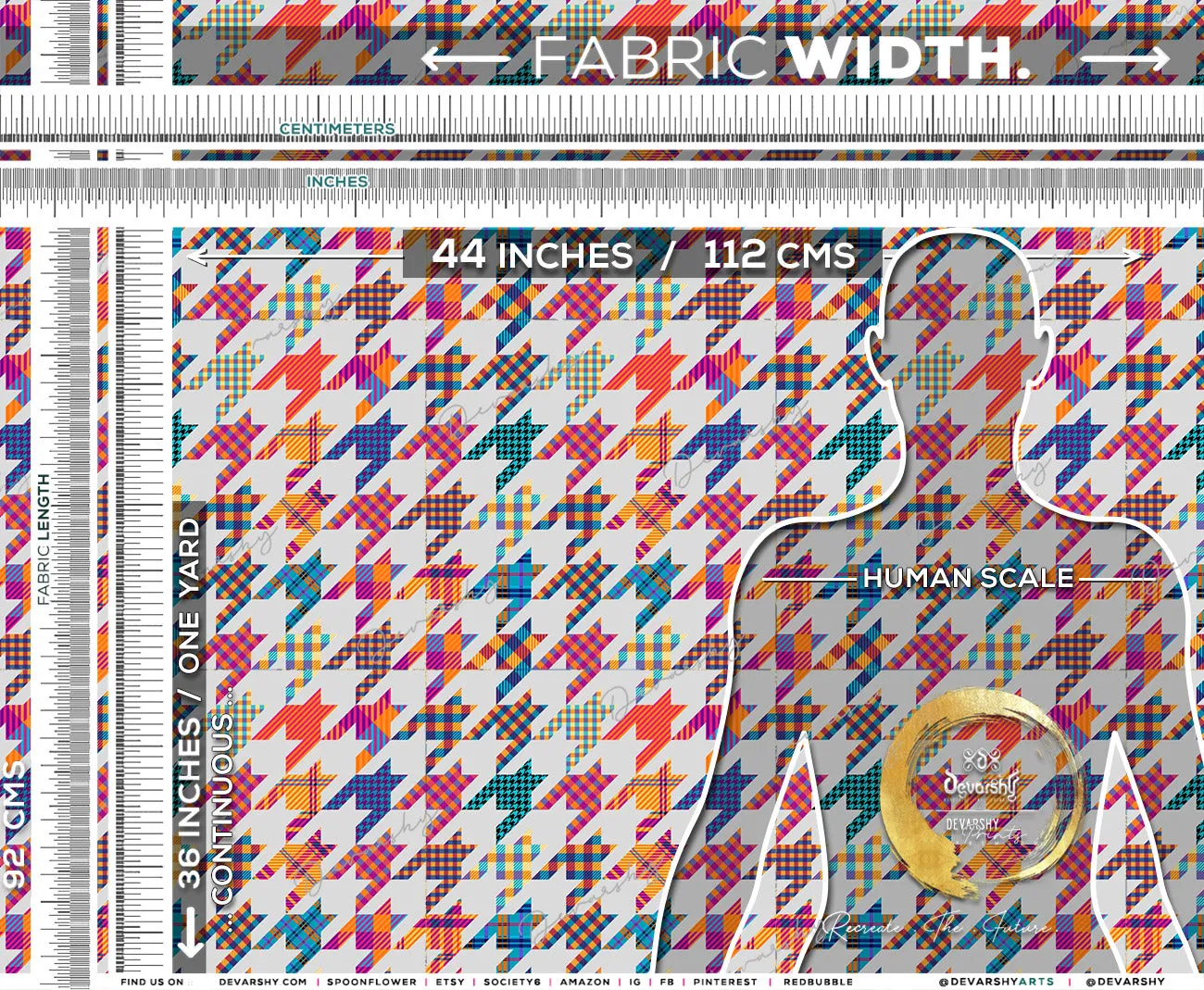 HOUNDSTOOTH Apparel Fabric 3Meters , 9 Designs | 8 Fabrics Option | Checks Fabric By the Yard | 032