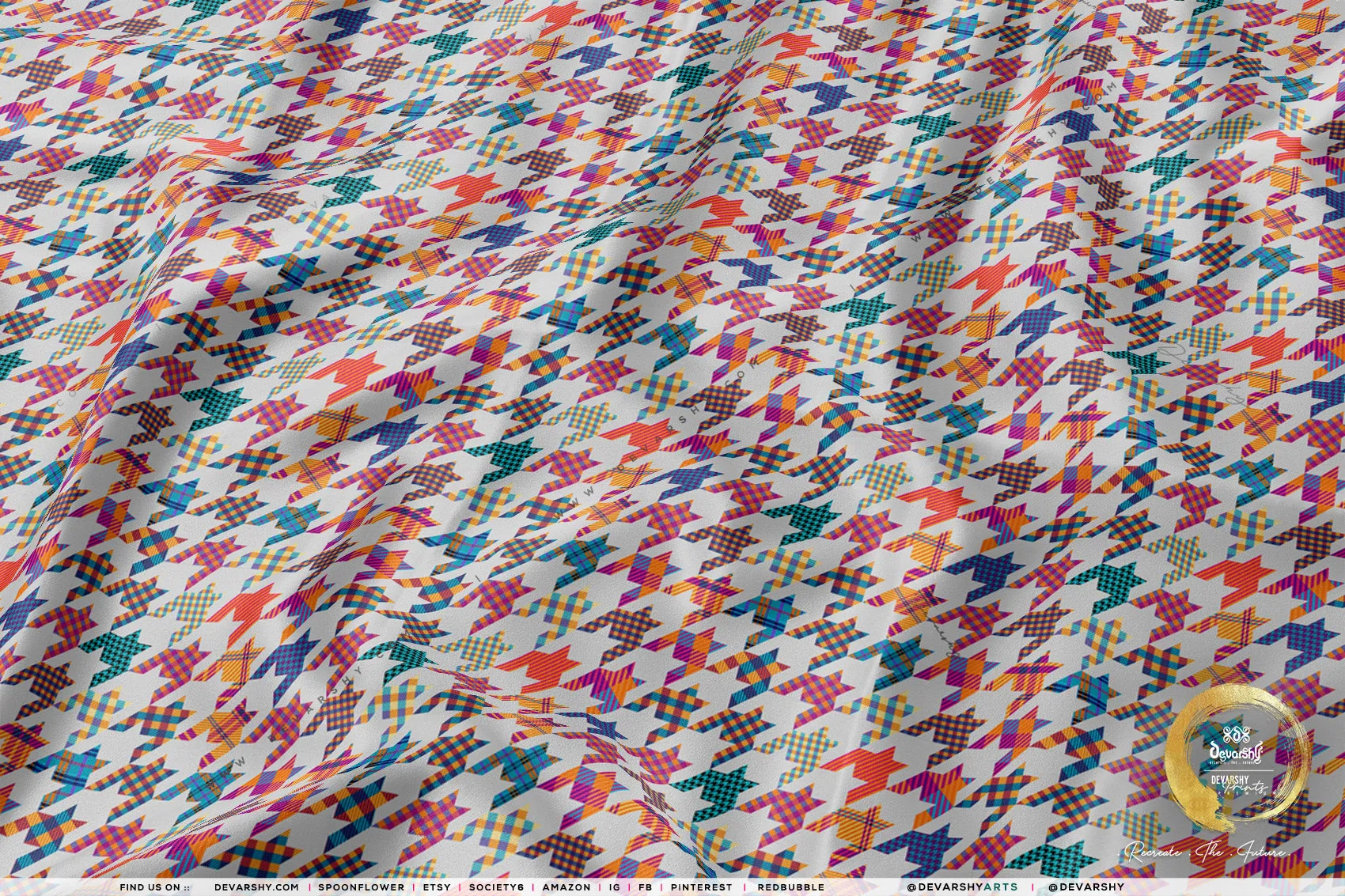 HOUNDSTOOTH Apparel Fabric 3Meters , 9 Designs | 8 Fabrics Option | Checks Fabric By the Yard | 032