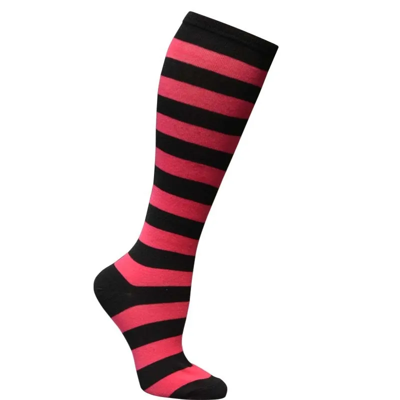 Japanese Women's Mid Tube Socks Pinstripe Knee Socks