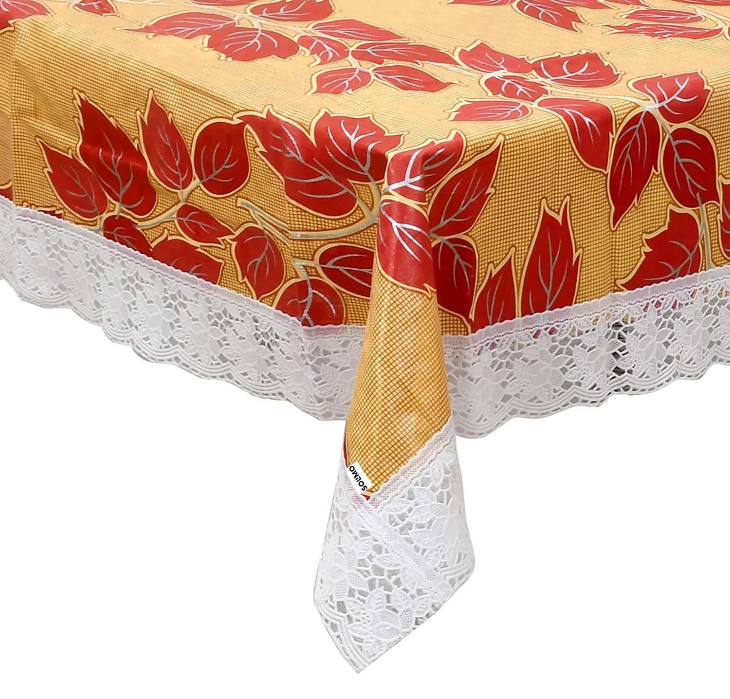 Kuber Industries Floral PVC 6 Seater Dining Table Cover - Red