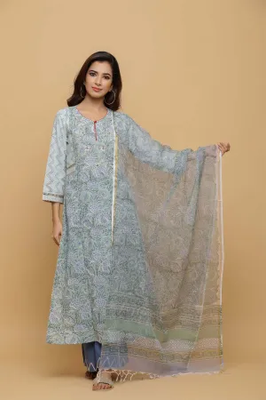 Kurta/Dupatta set in aqua green color