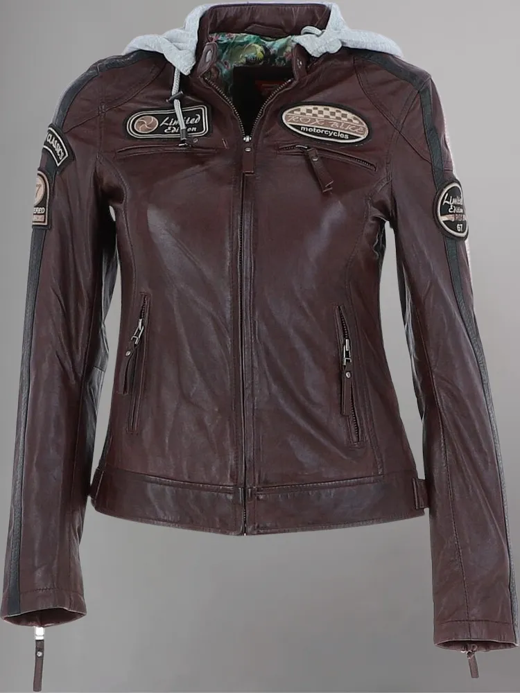 Ladies Casual Pure Dark Green Elegant Leather Jacket