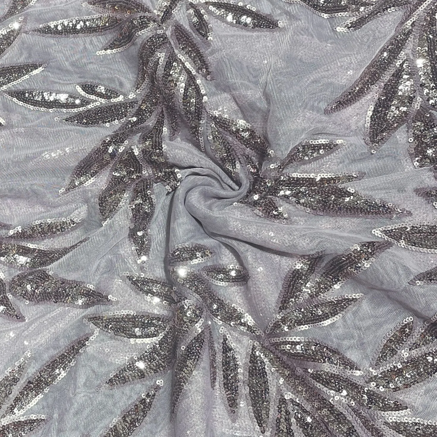 Lavender Floral Sequins Embroidery Net Fabric 19901