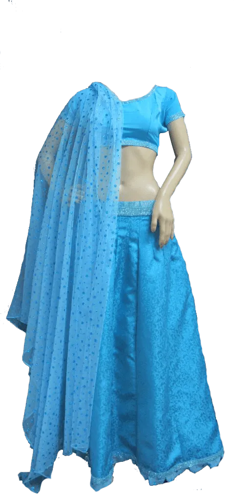 Lehenga 4859 Firozi Jacquard Weave Indian Lehenga Choli Shieno Sarees