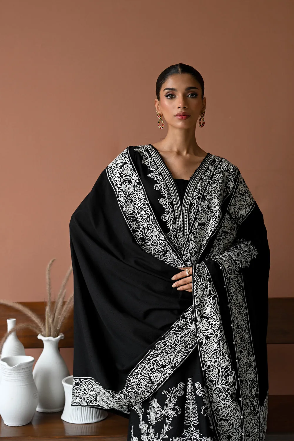 Luxury Karandi Vol II  - BLACK MOON LUXURY EMBROIDERED KARANDI SET (NEL-24632)