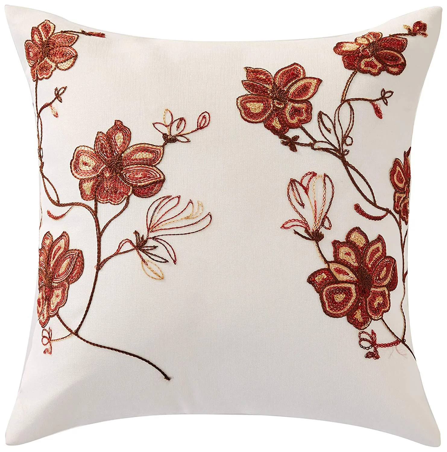 Marvelous Organza Embroidered Floral Design Decorative Accent Throw Pillow