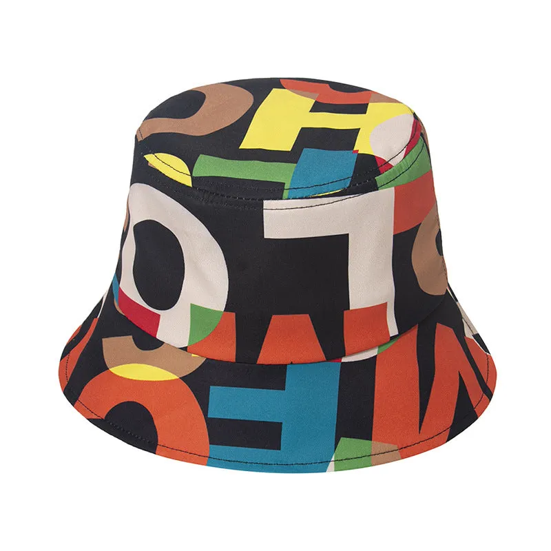 Men's and women's color letter printing sun hat beach fisherman hat travel fisherman hat women's summer hat