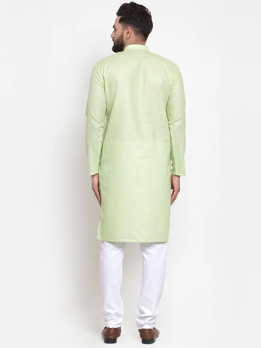 Men's Green Self-design Kurta with Churidar ( JOKP 605 Green ) - Virat Fashions