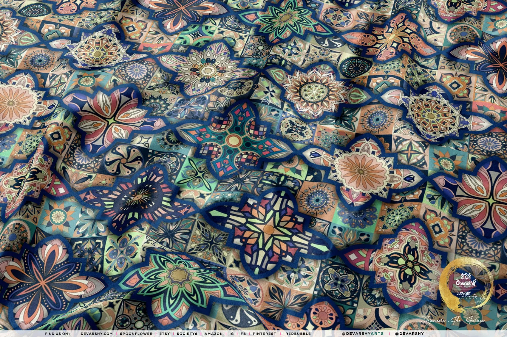 Moroccan Art Apparel Fabric 3Meters , 9 Designs | 8 Fabrics Option | Fabric By the Yard | D20304