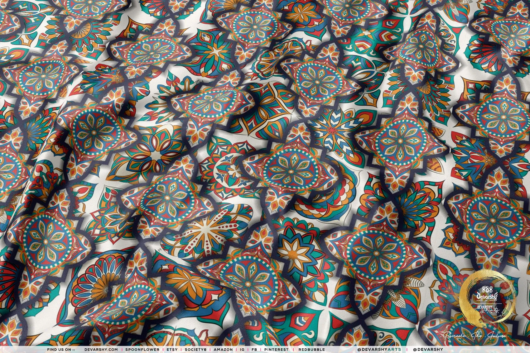 Moroccan Pattern Apparel Fabric 3Meters , 9 Designs | 8 Fabrics Option | Fabric By the Yard | D20288