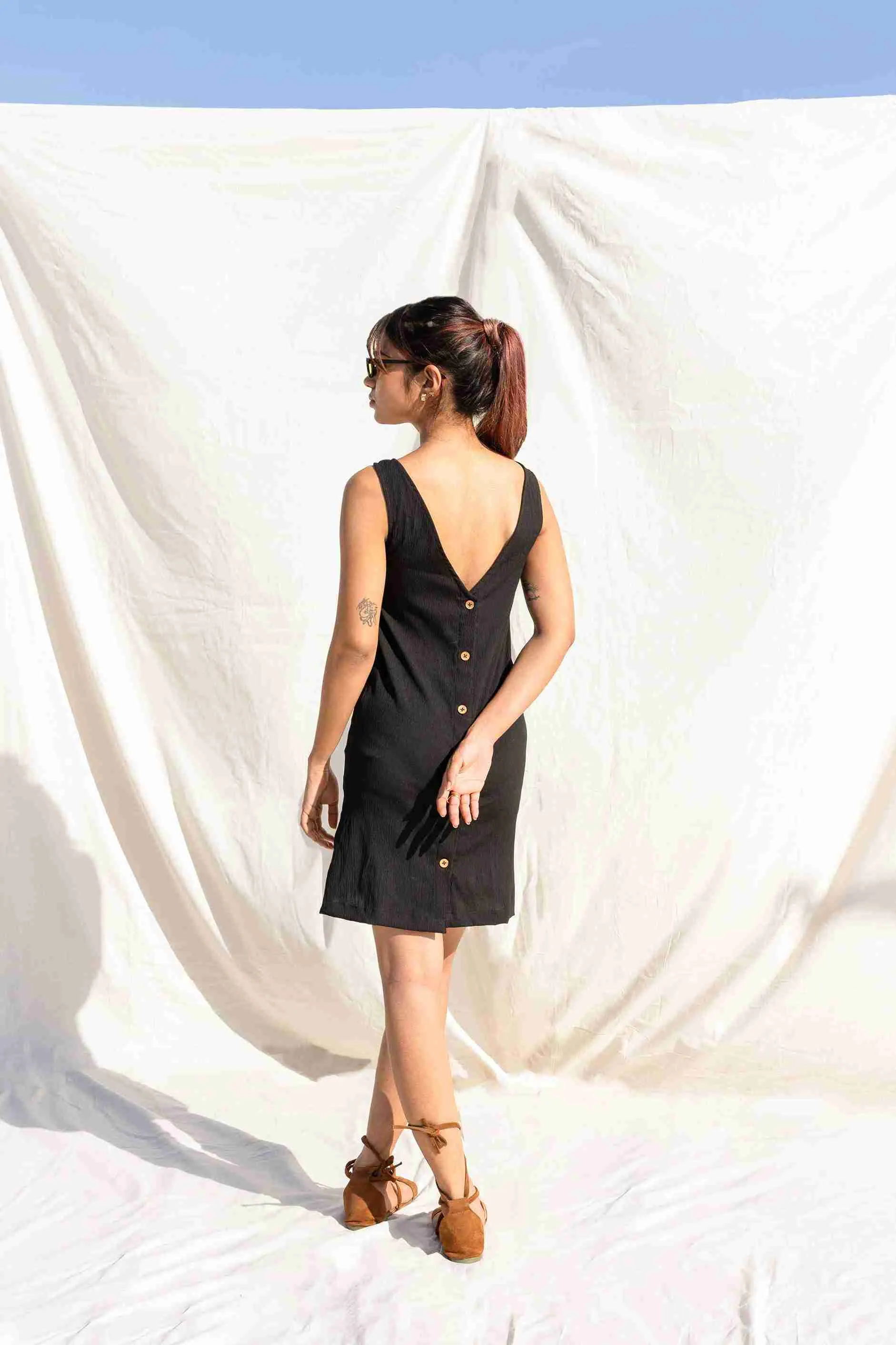 Murky Back Button Dress