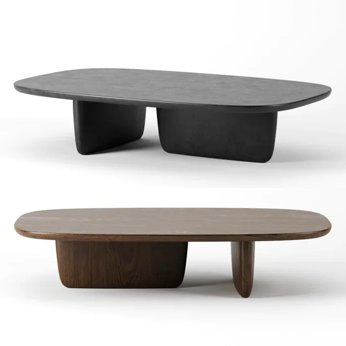 Oval Black/Brown Modern Coffee Table in Wood