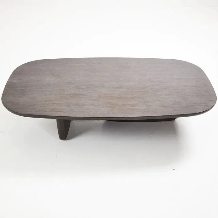 Oval Black/Brown Modern Coffee Table in Wood