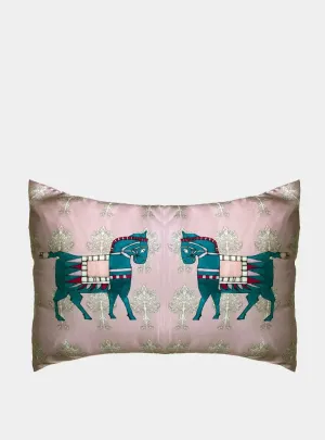 Pink With Horse Design Silk Pillowcase