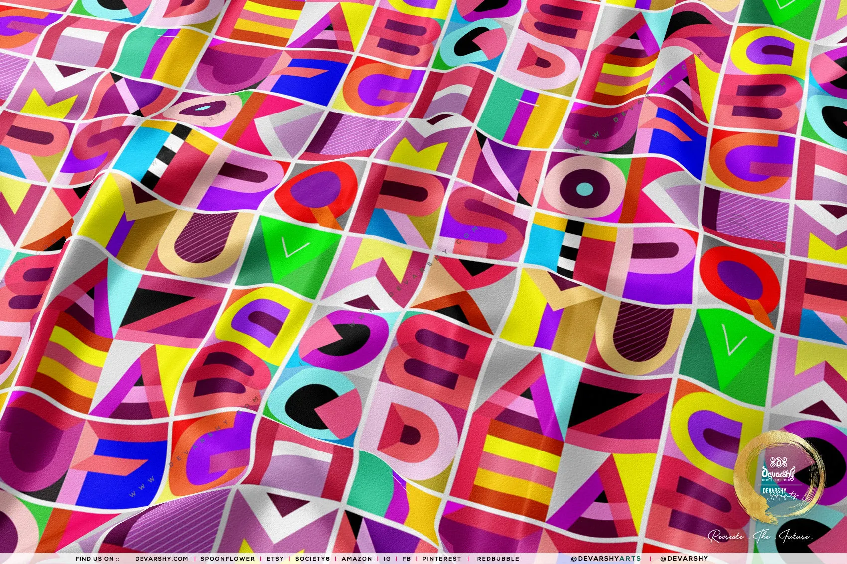 Pop Art Apparel Fabric 3Meters , 9 Designs | 8 Fabrics Option | Cubism Fabric By the Yard | 028