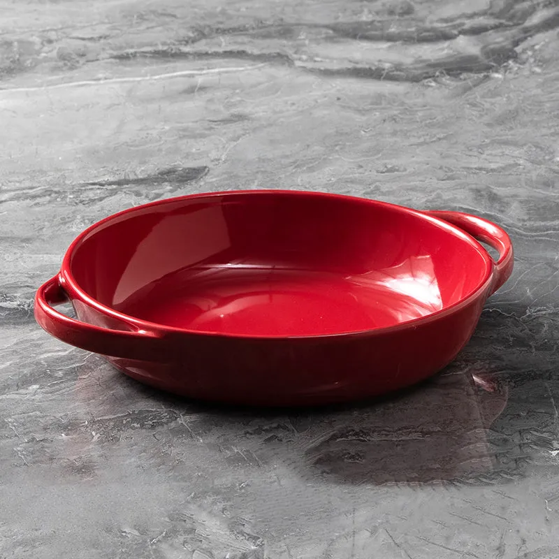 Red Double-Eared Baking Dish