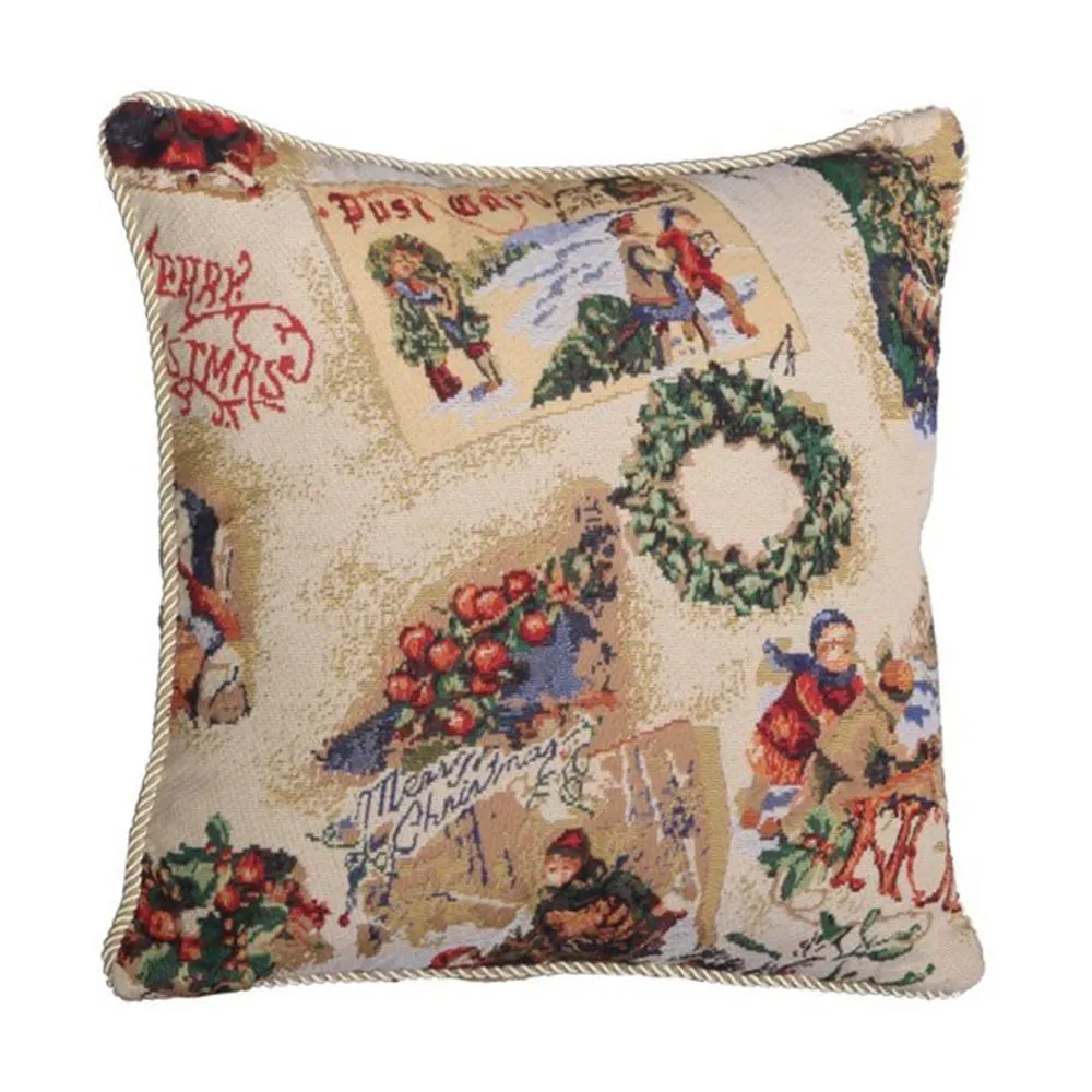 Seasonal Tapestry Xmas Decorative Accent Throw Pillow