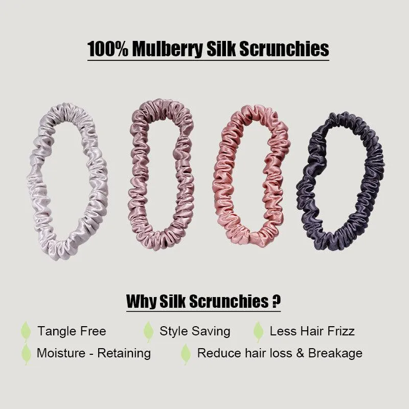 Silk skinny scrunchies - 4 Pack - Warmth - dropshipping